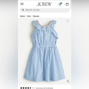 Crewcuts Blue-and-White Striped Ruffle Dress with Coral Trim